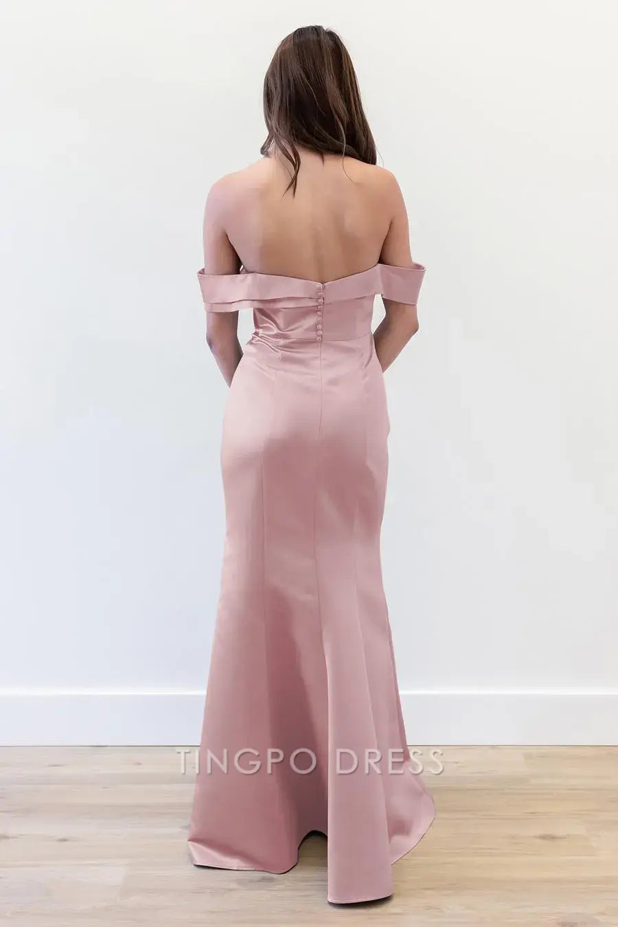 TingPo Wholesale Elegant One shoulder slim fit backless tight zipper straight leg dress and floor length skirt formal women's dress